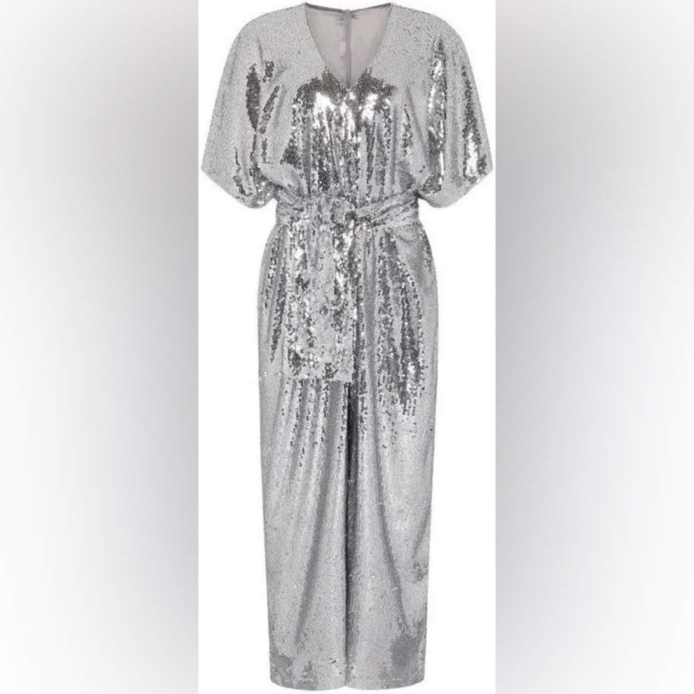 Nal Women's Sequin Palazzo Jumpsuit With Detachable Belt